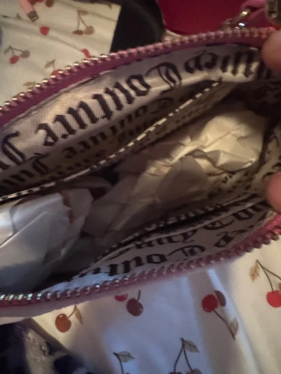 Juicy Couture Pink Velvet Mini Shoulder Bag with Gold Chain - Picture 3 of 3